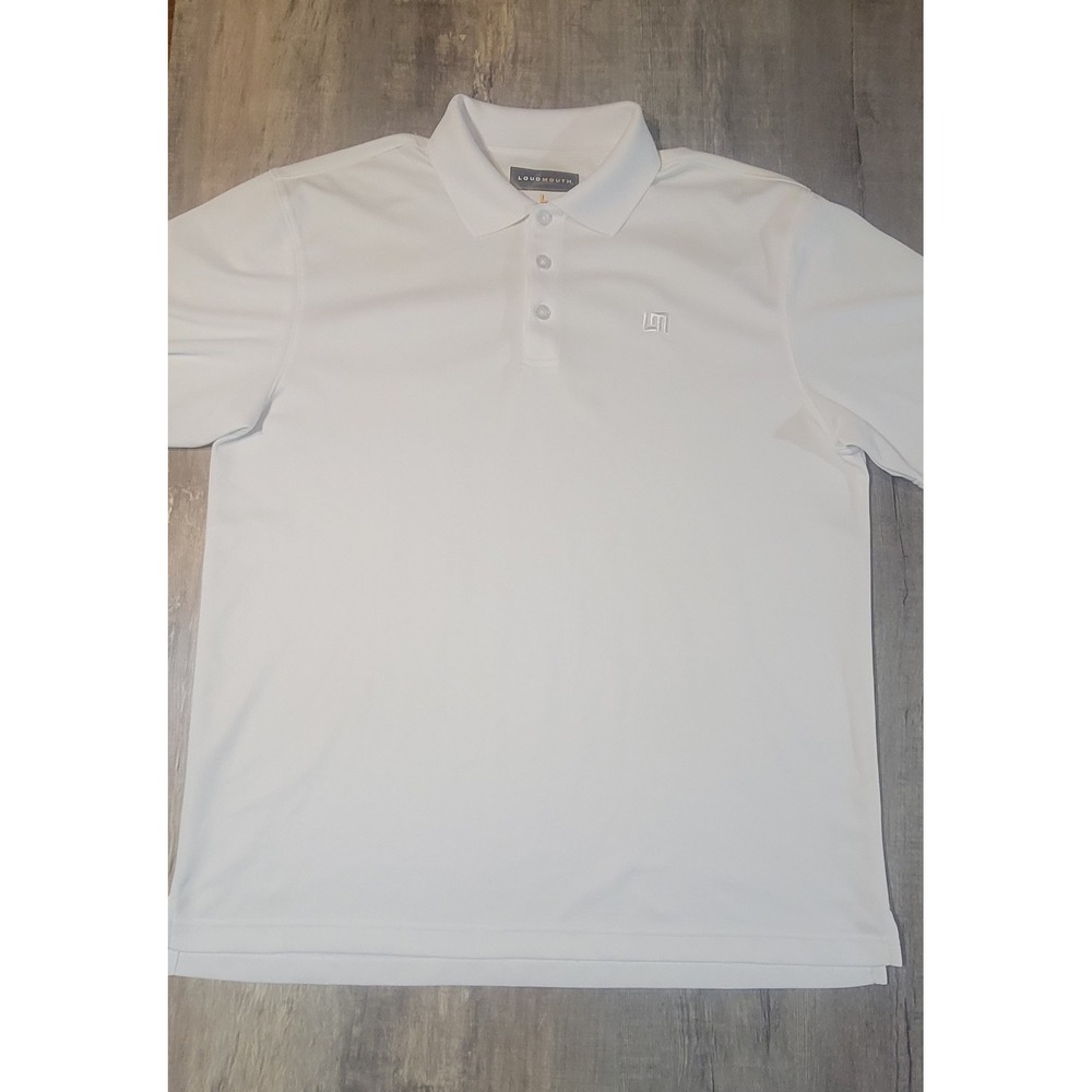 2 Loudmouth Golf Mens Large Essential Black White Solid Polo Shirt Lot - Picture 2 of 16